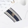 Sneaker met leren cupzool en geweven streep Sneaker met leren cupzool en geweven streep