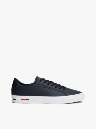 Sneaker van gevulkaniseerd leer met vlaggenstreep