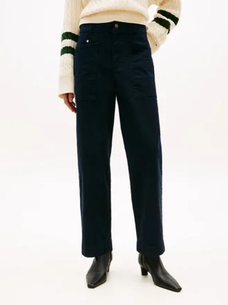 Stretch broek met wijde pijpen