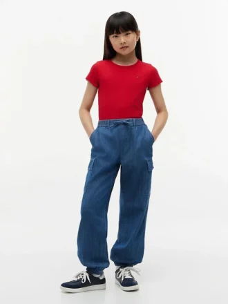 Stretch chino cargo-joggingbroek voor kinderen