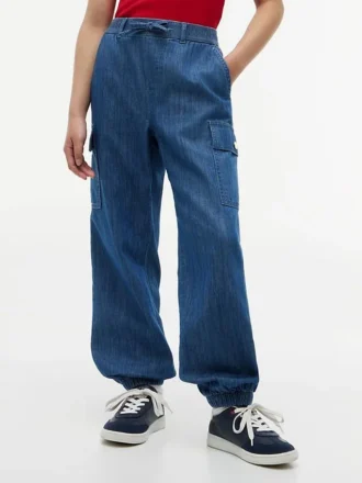 Stretch chino cargo-joggingbroek voor kinderen
