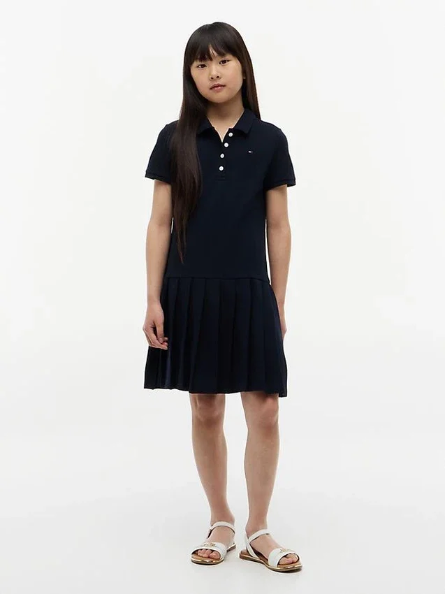 Stretch-polojurk met plooien voor kinderen Stretch-polojurk met plooien voor kinderen