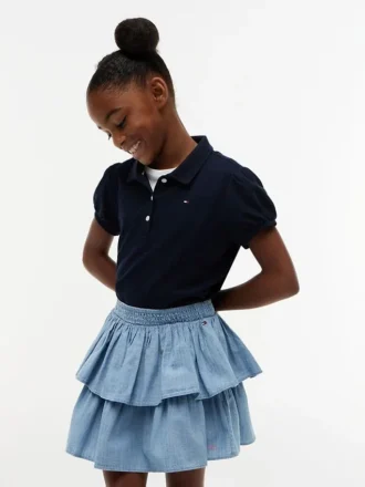 Stretchpolo met pofmouwen voor kinderen