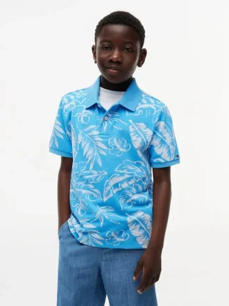 Stretchpolo met tropische print voor kinderen