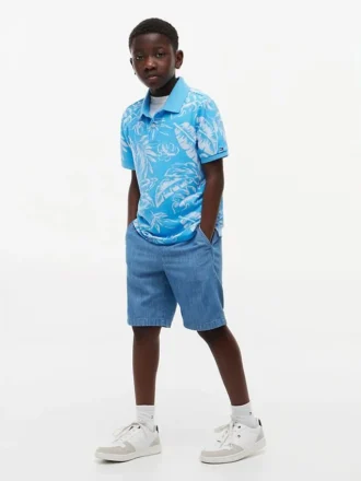 Stretchpolo met tropische print voor kinderen
