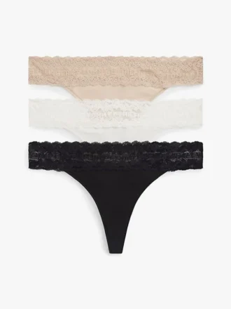 String met kanten rand, 3-pack