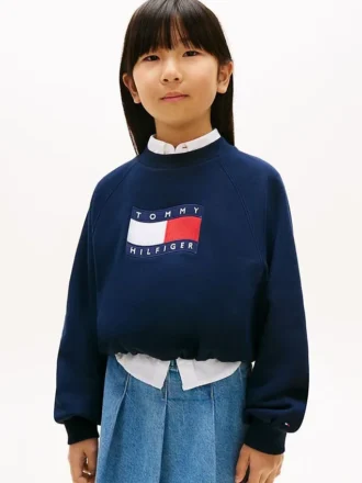 Sweatshirt met golvend vlaglogo voor kinderen