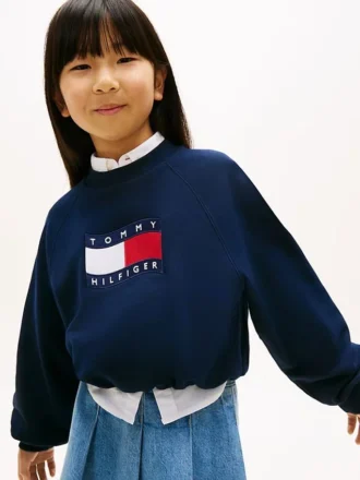 Sweatshirt met golvend vlaglogo voor kinderen