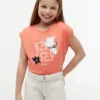 T-shirt met bloemenlogo en flip-pailletten voor kinderen T-shirt met bloemenlogo en flip-pailletten voor kinderen