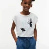 T-shirt met bloemenlogo en flip-pailletten voor kinderen T-shirt met bloemenlogo en flip-pailletten voor kinderen