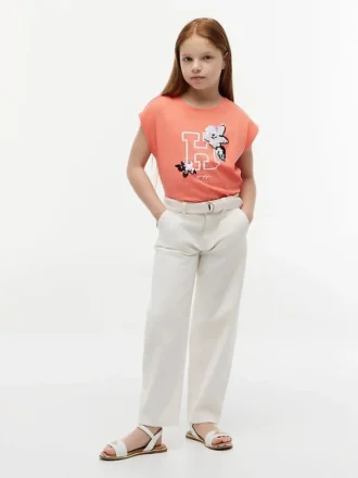 T-shirt met bloemenlogo en flip-pailletten voor kinderen