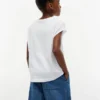 T-shirt met bloemenlogo en flip-pailletten voor kinderen T-shirt met bloemenlogo en flip-pailletten voor kinderen