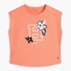 T-shirt met bloemenlogo en flip-pailletten voor kinderen T-shirt met bloemenlogo en flip-pailletten voor kinderen