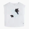 T-shirt met bloemenlogo en flip-pailletten voor kinderen T-shirt met bloemenlogo en flip-pailletten voor kinderen