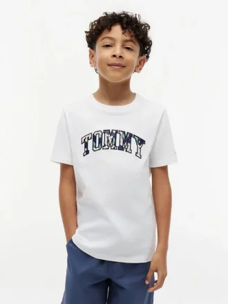 T-shirt met bloemenprint en Tommy-logo voor kinderen