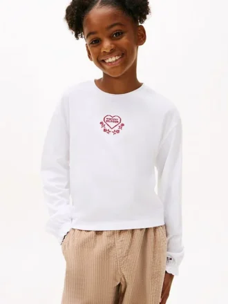 T-shirt met geborduurd hartlogo voor kinderen