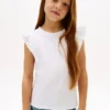T-shirt met geborduurde oogjes en fladderende mouwen voor kinderen T-shirt met geborduurde oogjes en fladderende mouwen voor kinderen