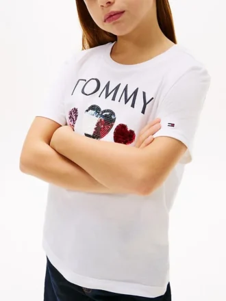 T-shirt met hartlogo met pailletten voor kinderen