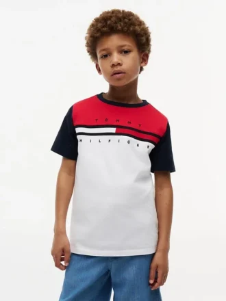 T-shirt met kleurblokken en vlaggenstrepen voor kinderen