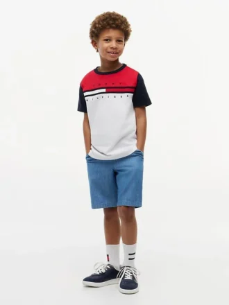 T-shirt met kleurblokken en vlaggenstrepen voor kinderen