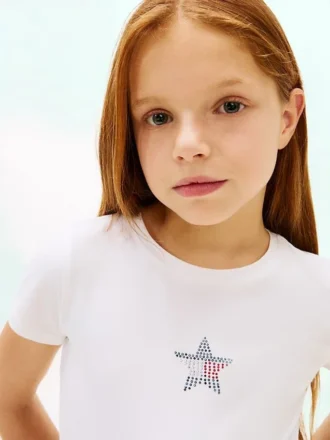 T-shirt met strass-sterrenvlag voor kinderen