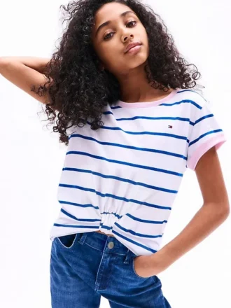 T-shirt met strepen en geknoopte zoom voor kinderen