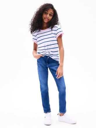 T-shirt met strepen en geknoopte zoom voor kinderen