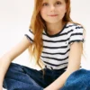 T-shirt met strepen en gerimpelde mouwen voor kinderen