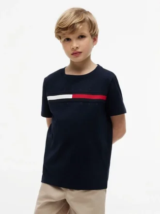T-shirt met vlaggenstrepen en logo voor kinderen