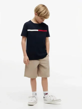T-shirt met vlaggenstrepen en logo voor kinderen