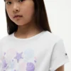T-shirt voor kinderen met schelpenmotief en strik aan de voorkant T-shirt voor kinderen met schelpenmotief en strik aan de voorkant