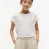 T-shirt voor kinderen met strepen en mouwen met ruche T-shirt voor kinderen met strepen en mouwen met ruche