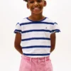 T-shirt voor kinderen met strepen en mouwen met ruche T-shirt voor kinderen met strepen en mouwen met ruche