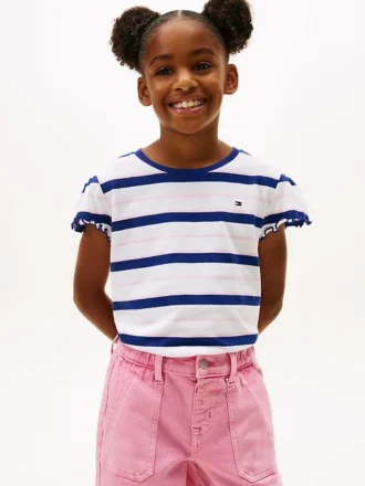 T-shirt voor kinderen met strepen en mouwen met ruche