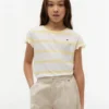 T-shirt voor kinderen met strepen en mouwen met ruche T-shirt voor kinderen met strepen en mouwen met ruche