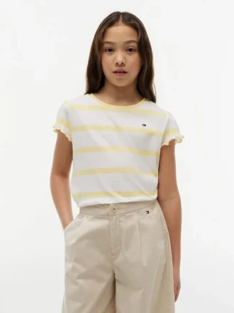 T-shirt voor kinderen met strepen en mouwen met ruche