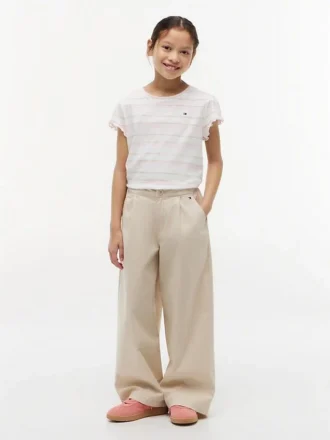 T-shirt voor kinderen met strepen en mouwen met ruche T-shirt voor kinderen met strepen en mouwen met ruche