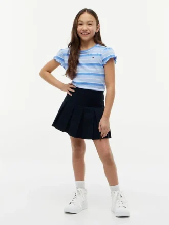 T-shirt voor kinderen met strepen en mouwen met ruche T-shirt voor kinderen met strepen en mouwen met ruche