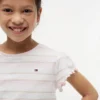 T-shirt voor kinderen met strepen en mouwen met ruche T-shirt voor kinderen met strepen en mouwen met ruche
