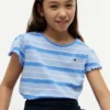 T-shirt voor kinderen met strepen en mouwen met ruche T-shirt voor kinderen met strepen en mouwen met ruche