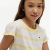 T-shirt voor kinderen met strepen en mouwen met ruche T-shirt voor kinderen met strepen en mouwen met ruche