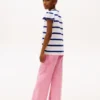 T-shirt voor kinderen met strepen en mouwen met ruche T-shirt voor kinderen met strepen en mouwen met ruche