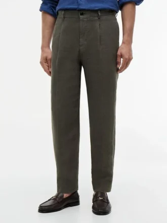 Tapered broek van geverfd linnen