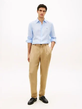 Tapered broek van geverfd linnen Tapered broek van geverfd linnen