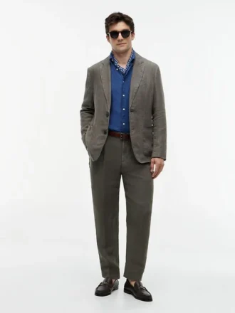 Tapered broek van geverfd linnen