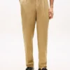 Tapered broek van geverfd linnen