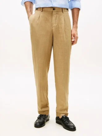Tapered broek van geverfd linnen Tapered broek van geverfd linnen