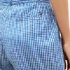 Tapered gingham seersucker broek met riem