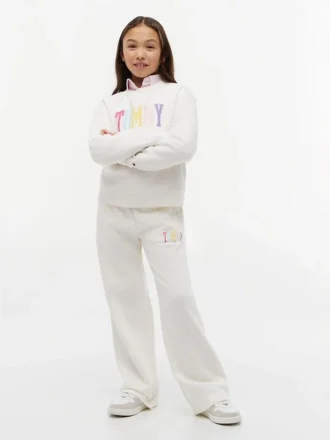 Tommy-broek met breed been en logo voor kinderen