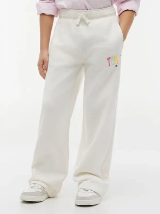 Tommy-broek met breed been en logo voor kinderen